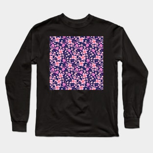 Sakura flower blooms on dark blue Long Sleeve T-Shirt